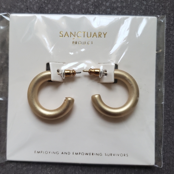 Sanctuary Project Gold Hoop Earring Studs Nwt - Picture 1 of 3